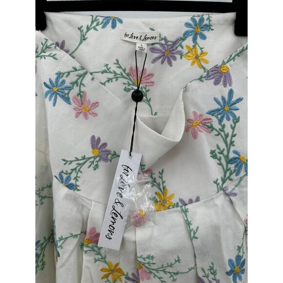 For Love & Lemons Majorie Floral Skirt Blazer Set Whit Lace Pleated Size Large - Picture 8 of 12